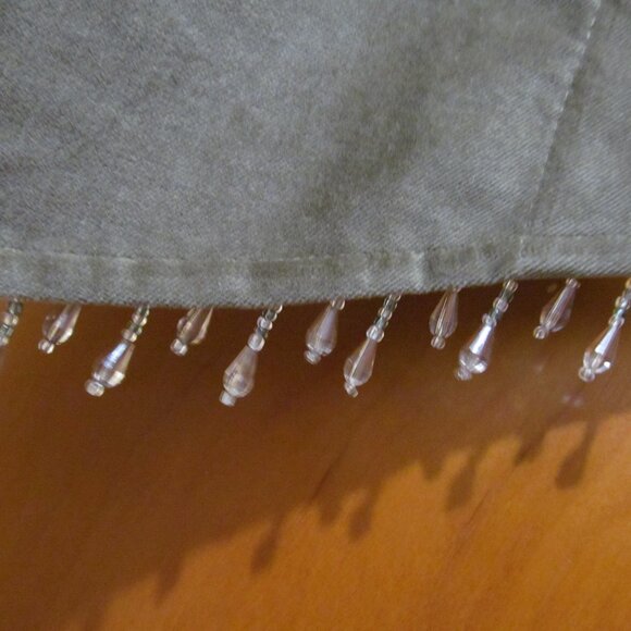 Curtain Valance with Beaded Trim Fringe Scalloped Olive Green 54 x 17.5 - Picture 7 of 16